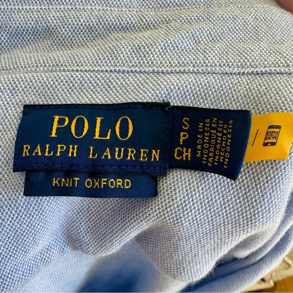 Women’s Ralph Lauren Light Blue Knit Oxford Button Down Shirt Size S - Picture 2 of 4